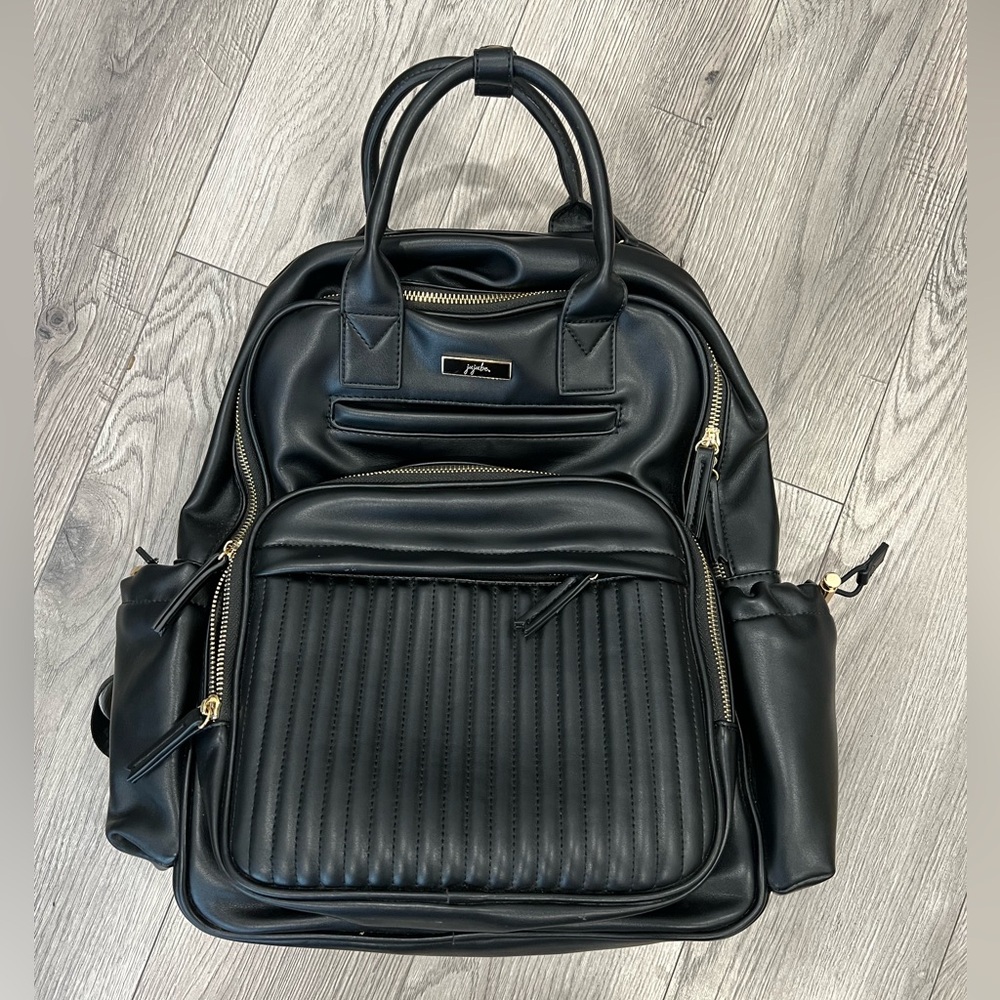 JuJuBe | Million Pockets Vegan Leather Diaper Bag Backpack - BLACK